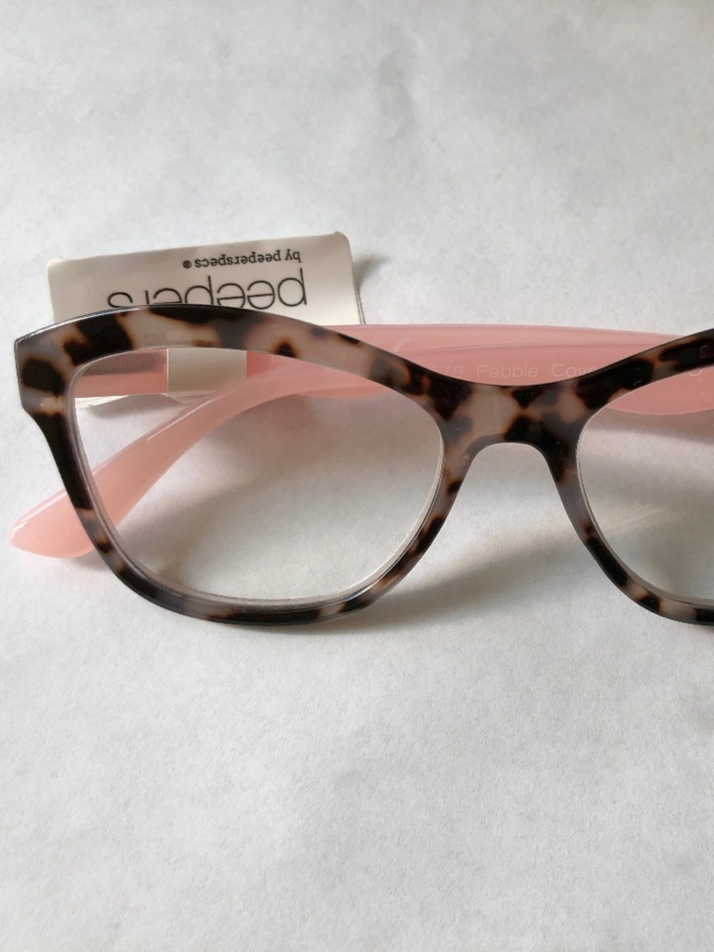 New Peepers Pebble Cove Gray Tortoise/pink Readers +1.00